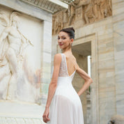 v-backline white leotard in lace